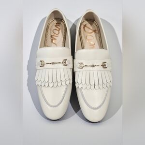 Sam Edelman Lacy Cream Leather Tassel Loafers with Fringe Detail New Without Box